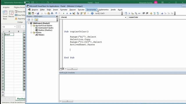 VBA - Excel - Comando copiar e copar - Ctrl + C - Ctrl + V com macros смотреть онлайн