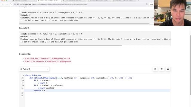 2600. K Items With the Maximum Sum (Leetcode Easy) смотреть онлайн