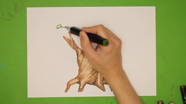 Как нарисовать сложное мультяшное дерево маркерами. Рисование шаг за шагом для продолжающих смотреть онлайн