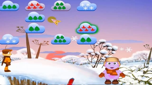 лунтик и снежинки, развивающий мультик по игре лунтик