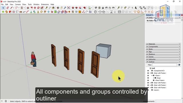 (தமிழ்) Toggling Visibility in Outliner in Sketchup. How to hide or unhide each every objects смотреть онлайн