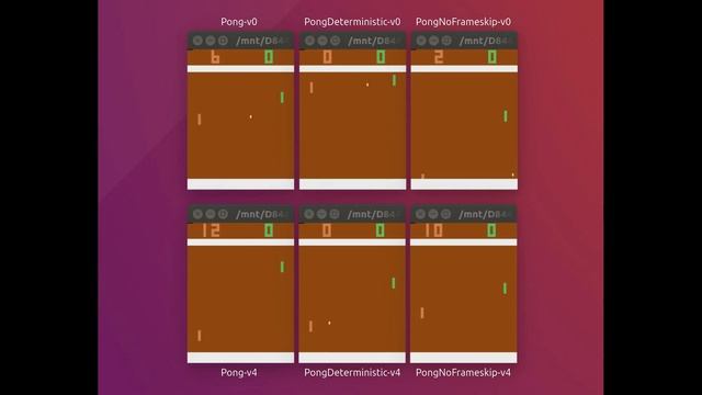 Demo of Pong from gym env with v0, v4, deterministic, noframeskip and random seed смотреть онлайн