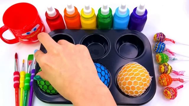 Satisfying Video l How to Make Rainbow Lollipop Slime with Stress Balls Cutting ASMR смотреть онлайн