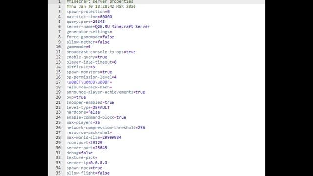 Настройка Server.Properties для сервера майнкрафт смотреть онлайн