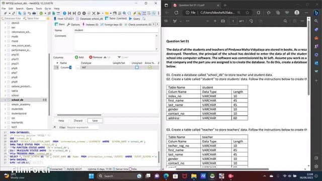 How to create a database using HeidiSQL software| DBMS Q 01 | Java Institute|Bikesha akarshani смотреть онлайн