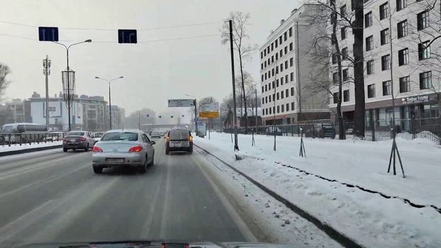 2023.01.05. Погода Петербург. 13:43. -9°...-11°. По городу в район Лахты за ЖД. смотреть онлайн