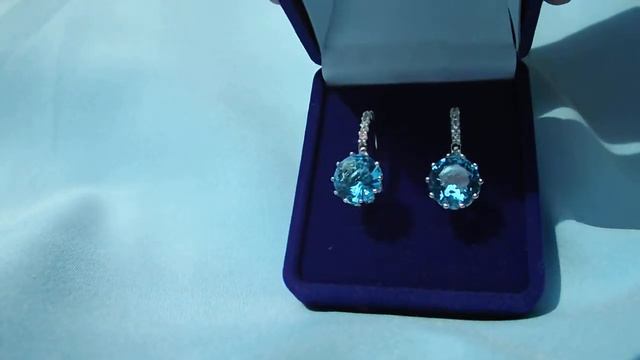 Купить бижутерию в Минске | Jewelbox.by | Серьги позолоченные с голубым фианитом смотреть онлайн