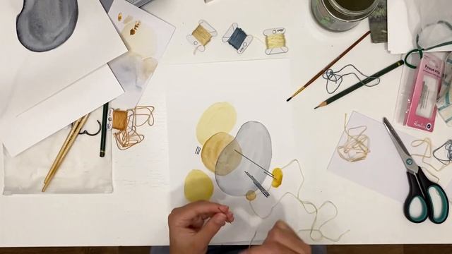 Абстрактная вышивка и акварель. Abstract emboidery and watercolor piece. Process смотреть онлайн