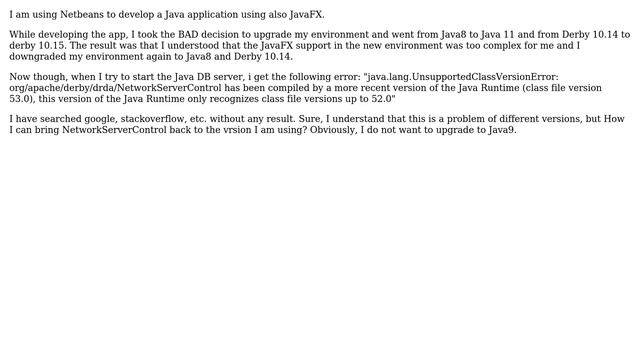 NetworkServerControl has been compiled by a more recent version of the Java Runtime смотреть онлайн