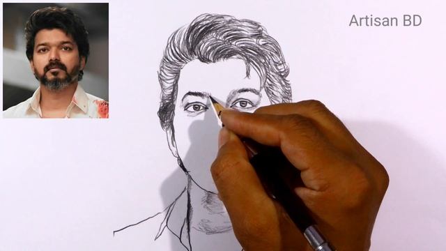 How To Draw Realistic Face Vijay Pencil Sketch | Pencil Drawing | Vilay Drawing смотреть онлайн