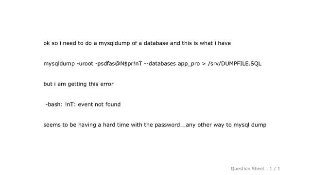 MySQL : mysql password is messing up my dump смотреть онлайн