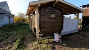 Банька КВАДРО с навесом