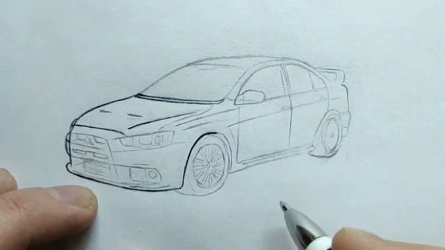 How To Draw A MITSUBISHI LANCER EVOLUTION 10 / Drawing A 3d Car / Coloring Mitsubishi Lancer Evo X