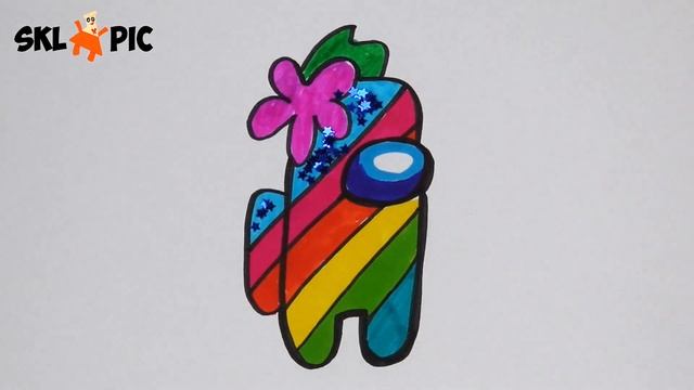 Раскраска для Детей АМОНГ АС. Как Нарисовать Амонг Ас How to draw GLITTER AMONG US смотреть онлайн