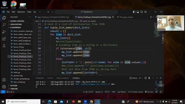 Python Flask WT-Forms: Five Guys Example -- Getting Choices From JSON (Version 3) смотреть онлайн