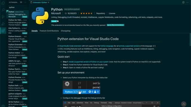 Python extension for Visual Studio Code quick guide смотреть онлайн