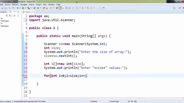 Getting input from user in 1-D Array Java Programming| Scanner Class in 1-D Array with Example смотреть онлайн