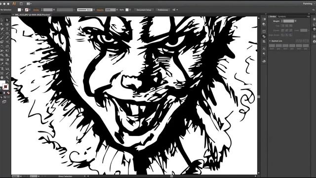 Drawing Pennywise the Dancing Clown | Jpg to Vector Illustrator Live Trace смотреть онлайн