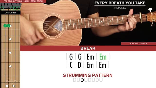 Every Breath You Take Acoustic Guitar Cover The Police 🎸|Tabs + Chords|
