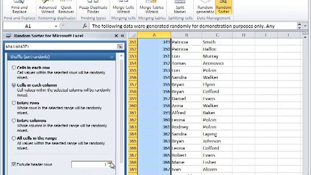 Sort randomly in Excel, get a random sample of data смотреть онлайн