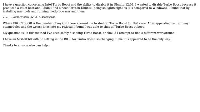 Ubuntu: Disabling Intel Turbo Boost in 12.04 (2 Solutions!!) смотреть онлайн