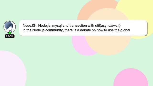 NodeJS : Node.js, Mysql And Transaction With Util(async/await)