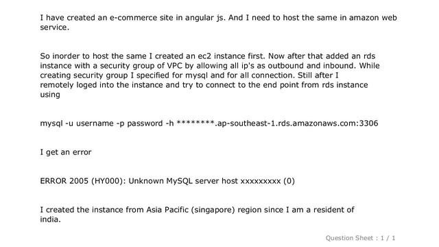 MySQL : ERROR 2005 (HY000): Unknown MySQL server host in aws смотреть онлайн