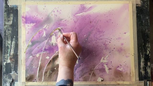 Paint these beautiful Impressionist Watercolour BLUEBELLS, simple watercolor flower floral tutorial смотреть онлайн