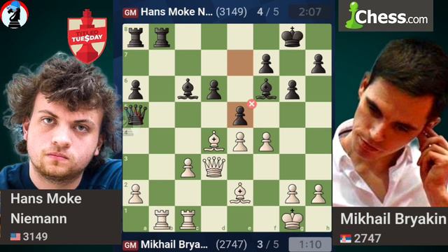 Niemann's move shows that he understands deeply | Mikhail Bryakinv vs. Hans Moke Niemann смотреть онлайн