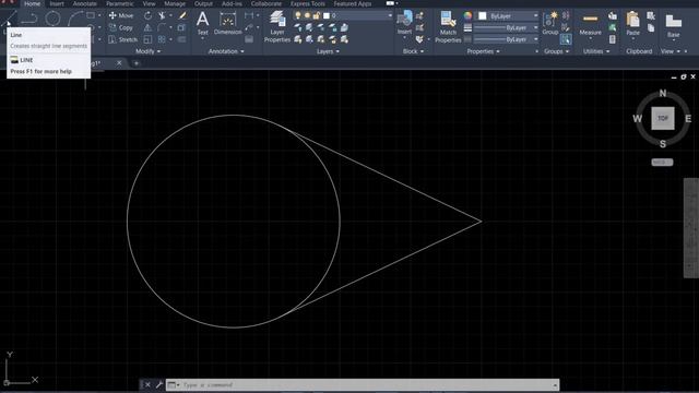 AutoCAD 2021 Tutorial: Dynamic Input and Object Snap: (XI) Tangent object snap tool смотреть онлайн