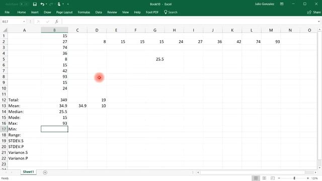 Calculating The Standard Deviation, Mean, Median, Mode, Range, & Variance Using Excel смотреть онлайн