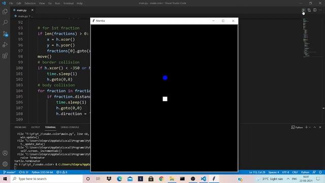 How to create colour changing snake game using turtle library in python(Part-6) смотреть онлайн
