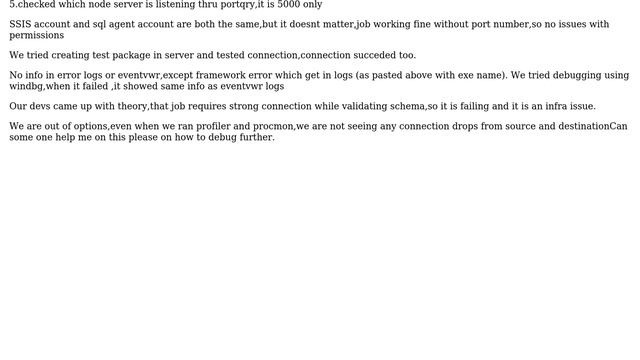 Sql job fails when connection string is updated with port number,where as it succeeds without... смотреть онлайн