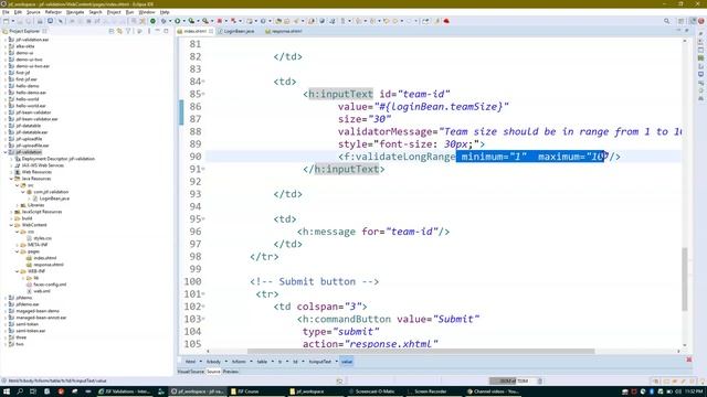 JSF validation f:validateLongRange Tag смотреть онлайн