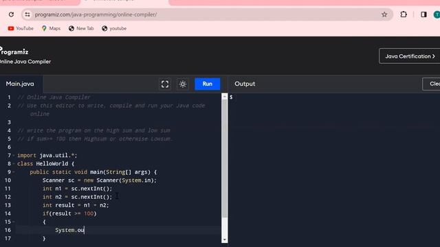 High sum and Low sum in Java смотреть онлайн