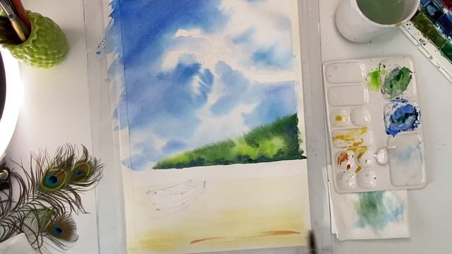 Рисуем морской пейзаж/ акварельный скетчинг смотреть онлайн