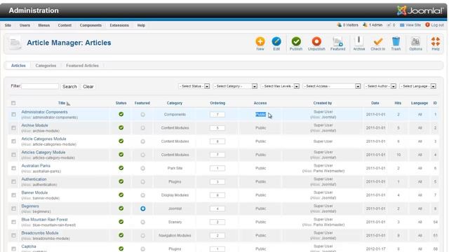 What am I looking at in the Joomla 2.5 Article Manager? смотреть онлайн