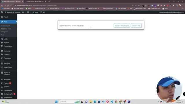 Como Resolver O Problema (O Editor Encontrou Um Erro Inesperado) Wordpress #wordpress #webdesign
