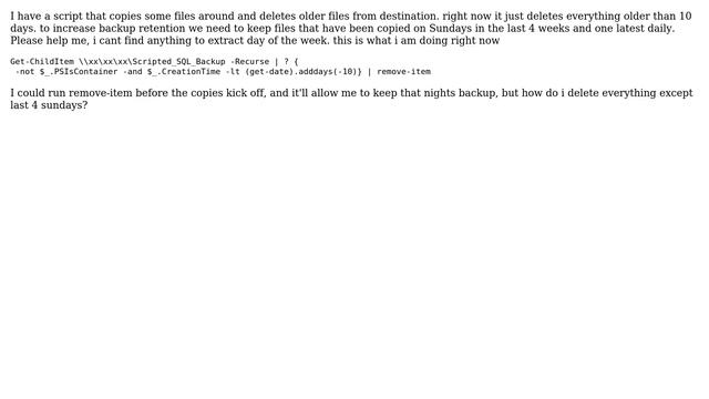 DevOps & SysAdmins: Delete files except ones created on sundays with in last 4 weeks смотреть онлайн