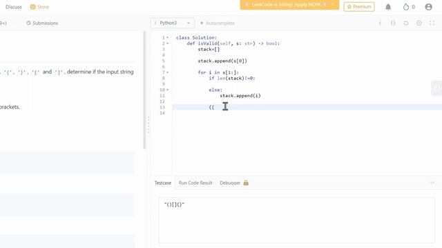 Valid parenthesis | Leetcode problem # 20 | Explanation(tamil) and code in python смотреть онлайн