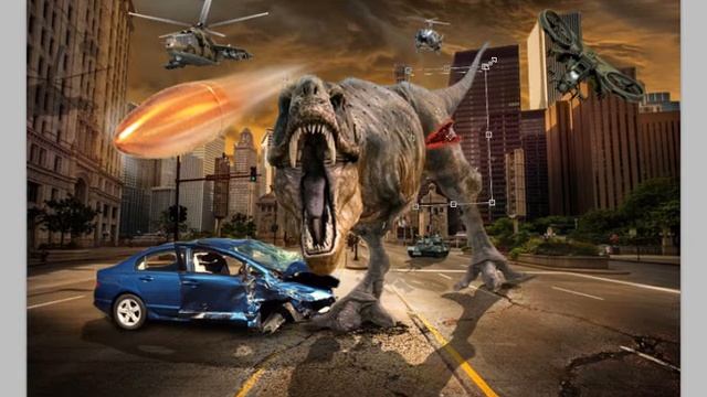 How to make digital imaging manipilations T-REX attact the city! is it true? let's seen it! смотреть онлайн