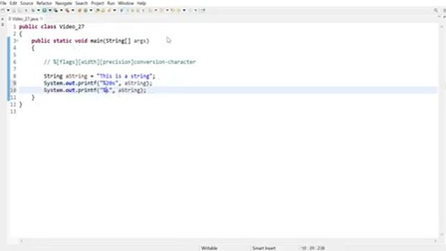 Java 27 : Using printf with [flags] and [width] specifiers to right/left justify strings смотреть онлайн