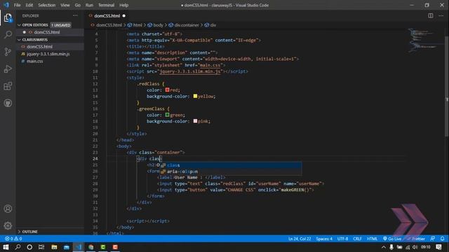Full-Stack Development Tutorial | CSS DOM and JavaScript SetAttribute Function || Clarusway смотреть онлайн