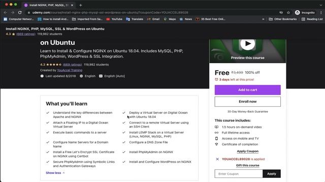 Install NGINX, PHP, MySQL, SSL & WordPress on Ubuntu || Free Course || Enroll Now смотреть онлайн