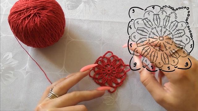 Квадратный мотив крючком/ Как связать/ Как соединить мотивы/ Вязание крючком смотреть онлайн