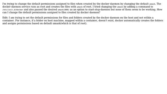 Unix & Linux: Change permissions for files created by docker daemon service смотреть онлайн