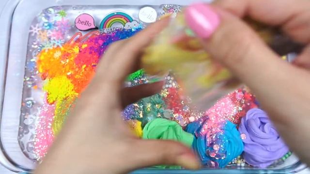 RAINBOW SLIMEMixing Makeup Eyeshadow Random into slime #Satisfying #slime video #ASMR #슬라임 #スライム смотреть онлайн
