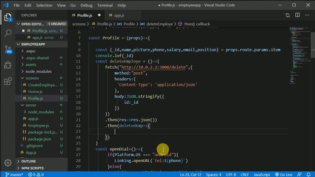 23 Fire or delete employee | React Native tutorial смотреть онлайн