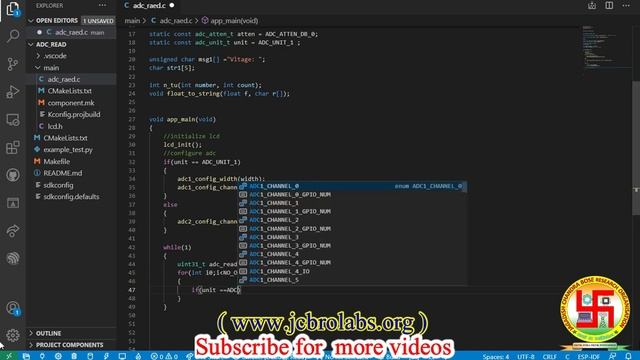 ADC data reading from ESP32 by ESP-IDF using VS code смотреть онлайн