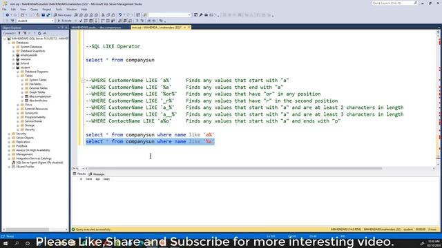 #22 What is LIKE (%a%, a_%) in SQL how to use it with example [2021]. смотреть онлайн